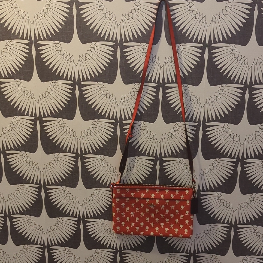 Coach Badlands Floral East West Crossbody Red Patterned Women's Bag